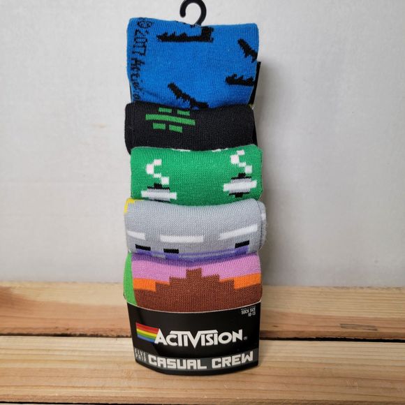 5 Pair Classic Activision Games Casual Crew Socks - Sock Size 10-13 NWT - Picture 1 of 7